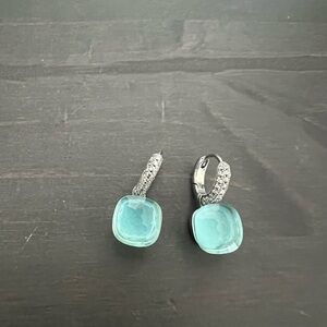 Chic Silver and Blue Drop Earrings